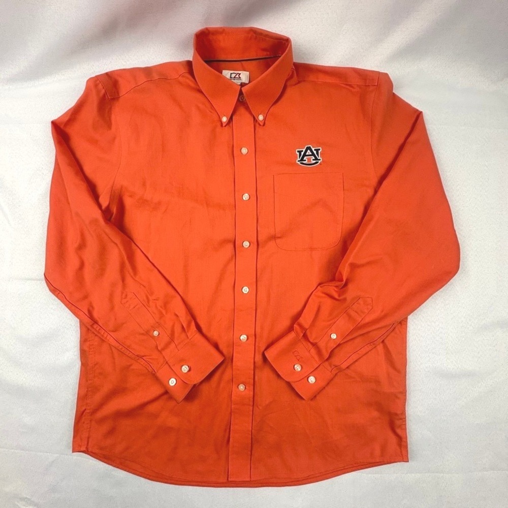 Cutter & Buck Auburn Tigers NCAA Orange‎ Button Down Shirt Mens Lg - Picture 2 of 14